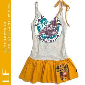 LF Upcycled Printed Heather Gray and Yellow Tunic Size S